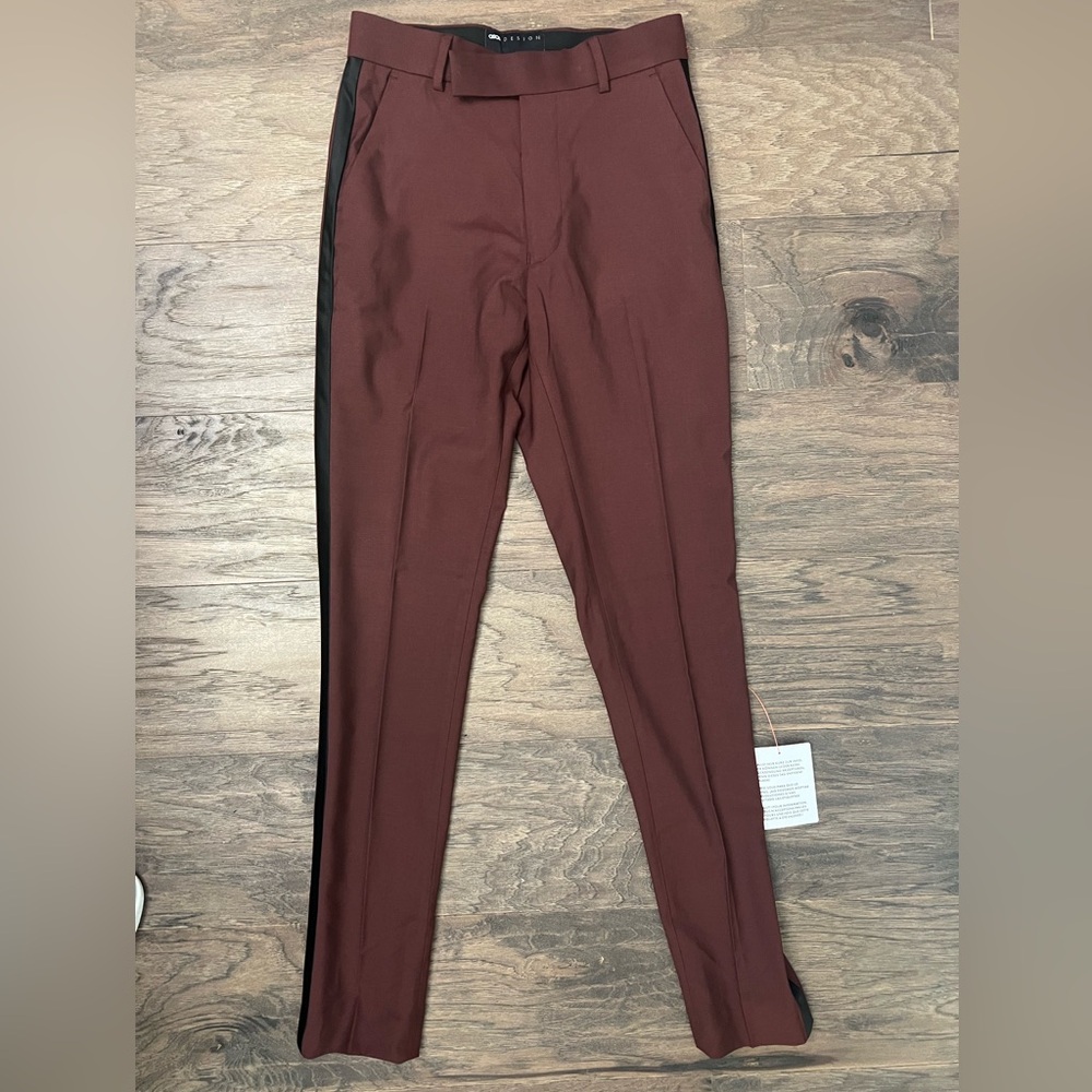 Men's Burgundy Tuxedo Pants Slim Fit